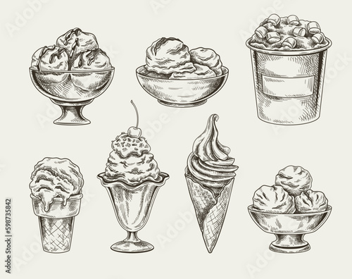 Set of ice cream sketches