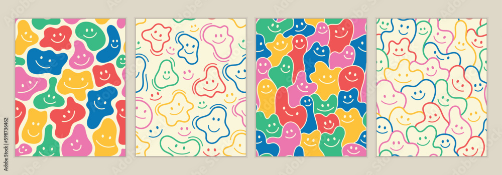 Smile seamless patterns set Smile seamless patterns set