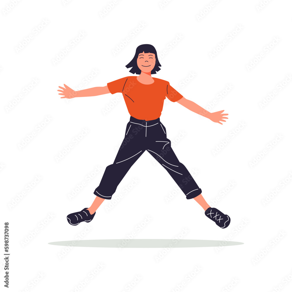 Happy girl playing sport game doing physical exercise. Happy young girl cartoon illustration. Modern Vector illustration Generative AI Happy girl playing sport game doing physical exercise. Happy young girl cartoon illustration. Modern Vector illustration Generative AI