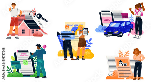 Credit approval illustration set