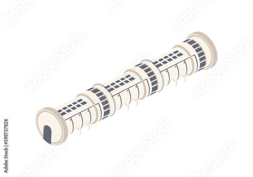 Station on mars. Space exploration and science fiction. Travel and adventure. Study of galaxies and universe. Poster or banner for website. Cartoon isometric vector illustration