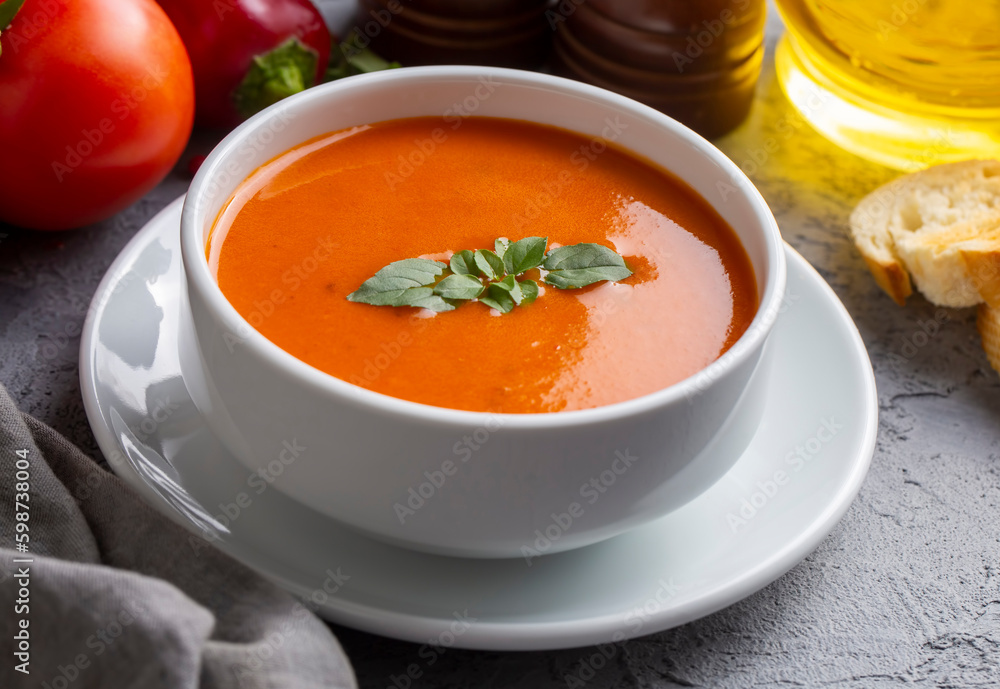 Delicious looking tomato soup. Turkish name; Domates corbasi Delicious looking tomato soup. Turkish name; Domates corbasi