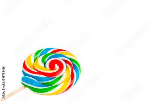 Colorful lollipop, colorful candies on a white background