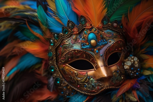 shot of a dazzling carnival mask. generative AI