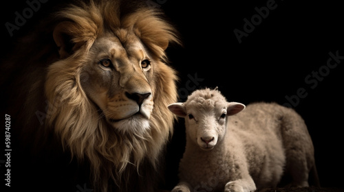 The lion and the lamb sit together. Generative AI