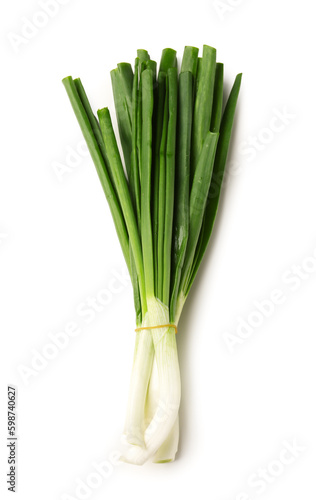 Bunch of fresh green onion on white background
