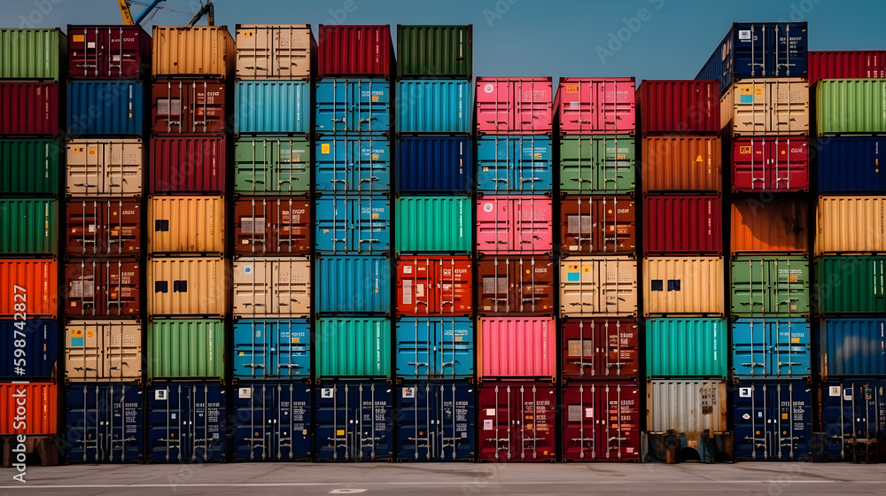 © sipalingPNG - logistics container on port side ,generative ai