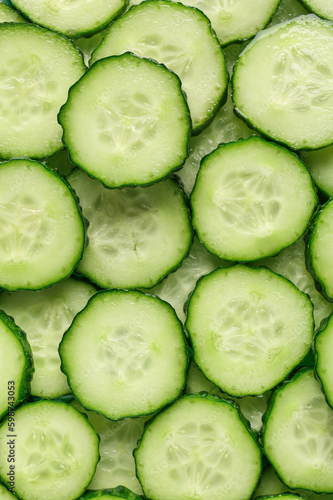 Texture of sliced cucumber as background Texture of sliced cucumber as background
