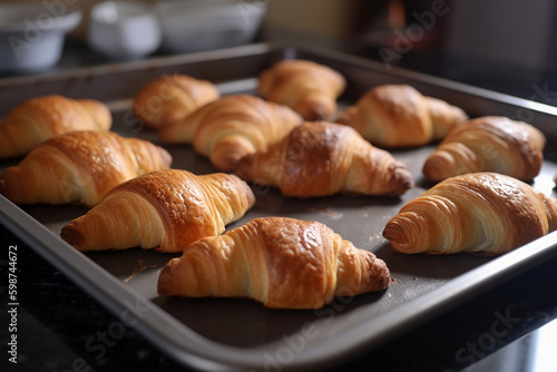 Preparing croissants in the kitchen. Generative AI