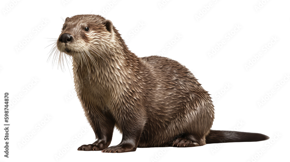 Otter isolated on transparent background created with generative AI technology Otter isolated on transparent background created with generative AI technology