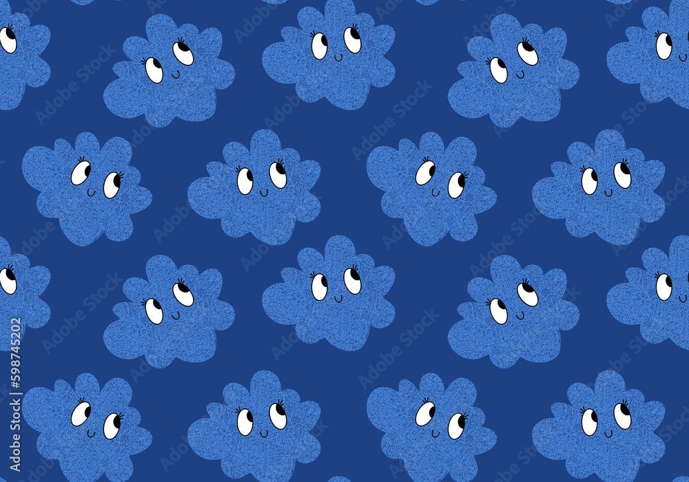Retro summer cartoon seamless sun and rainbow and clouds pattern for wrapping paper and kids clothes print Retro summer cartoon seamless sun and rainbow and clouds pattern for wrapping paper and kids clothes print