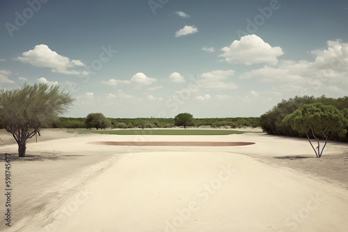 Panoravic view of sand golf course © Sergey