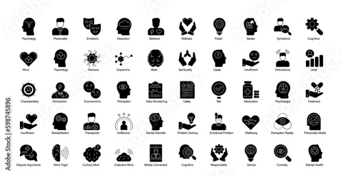 Psychology Glyph Icons Emotion Expression Glyph Icons in Black