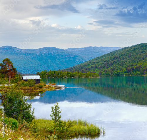 Summer fjord coast landscape (Norway).