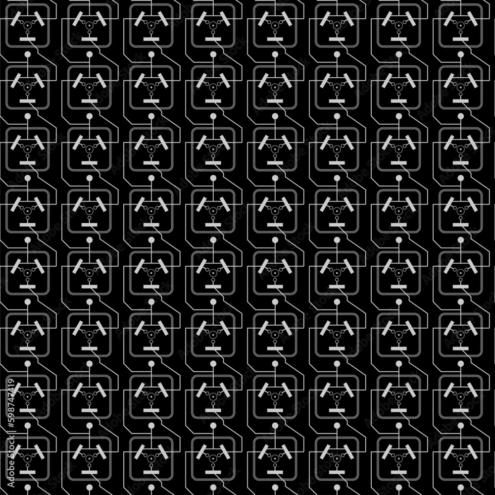 Fototapeta premium Quantum computer PCB wires, seamless pattern, vector quality, light on dark