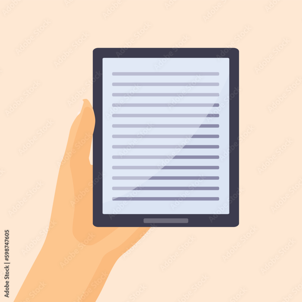 reading on ebook reader tablet- vector illustration reading on ebook reader tablet- vector illustration