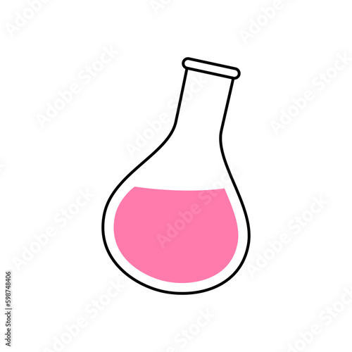 Round bottom flask icon. Laboratory glass equipment silhouette. Vector illustration.
