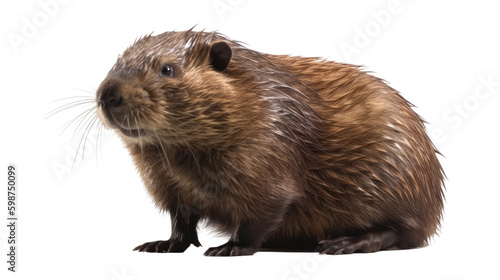 Beaver isolated on transparent background created with generative AI technology