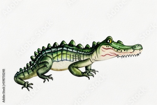 Watercolor painting of a crocodile. Generative AI © senadesign