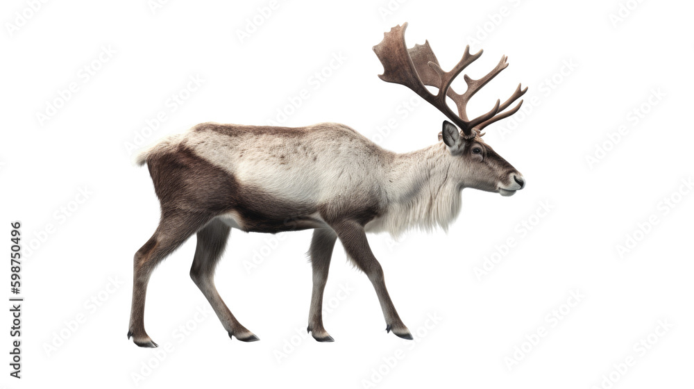 Reindeer isolated on transparent background created with generative AI technology