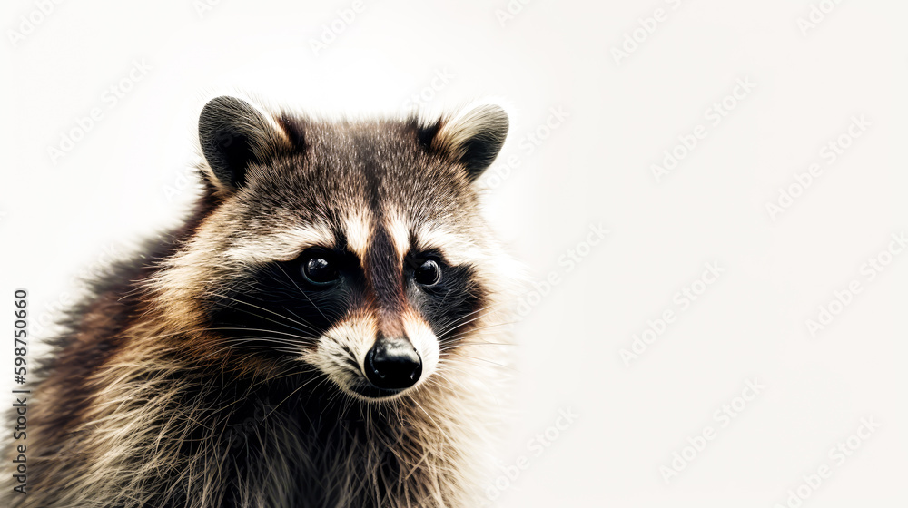 racoon on minimalist white background, generative ai