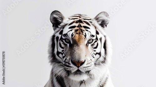 tiger on minimalist white background, generative ai