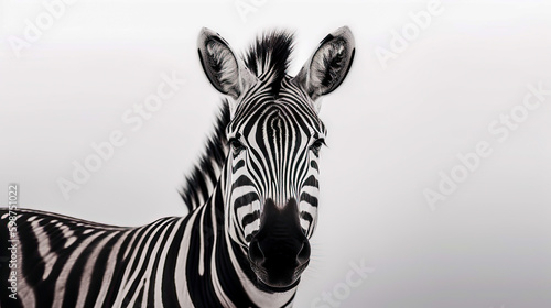 zebra on minimalist white background  generative ai