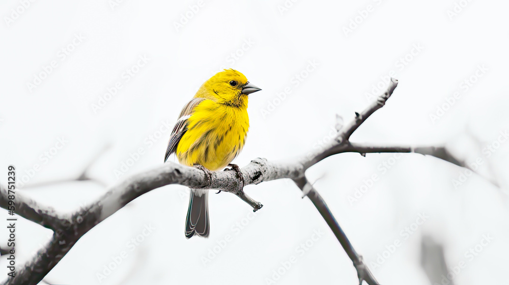 Obraz premium canary on minimalist white background, generative ai