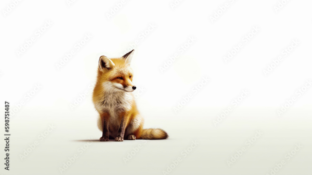 fox on minimalist white background, generative ai fox on minimalist white background, generative ai