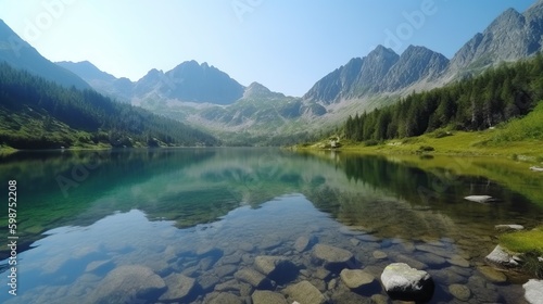 illustration  mountain and lake in tatra national park  ai generative