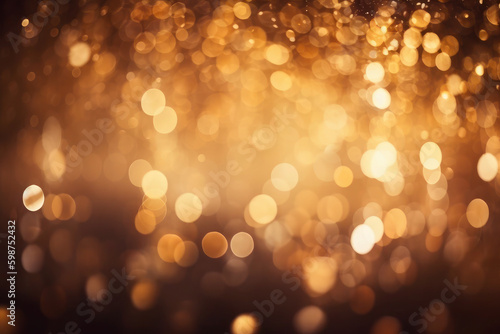 golden texture of blurred, round lights. background from bokeh, sparkle, radiance, glow and glitter. ai generative © Svetlana