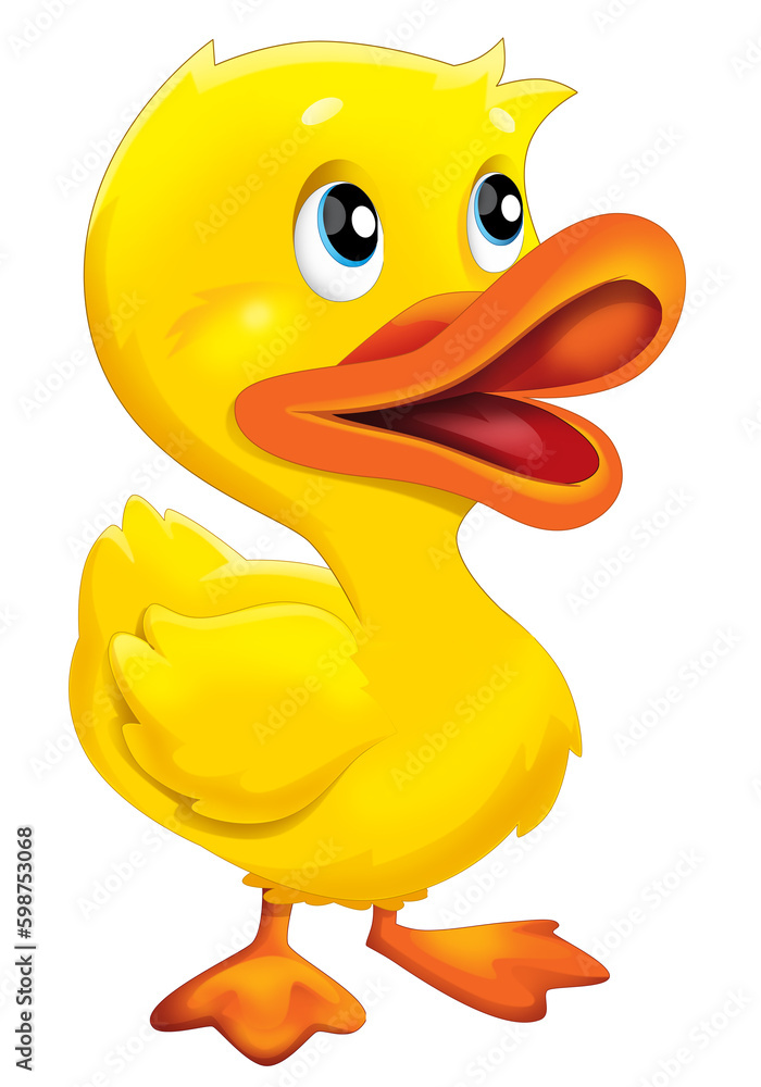 Cartoon happy farm animal happy cheerful duck illustration for children Cartoon happy farm animal happy cheerful duck illustration for children