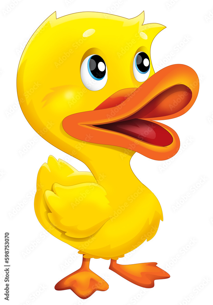 Cartoon happy farm animal happy cheerful duck illustration for children Cartoon happy farm animal happy cheerful duck illustration for children
