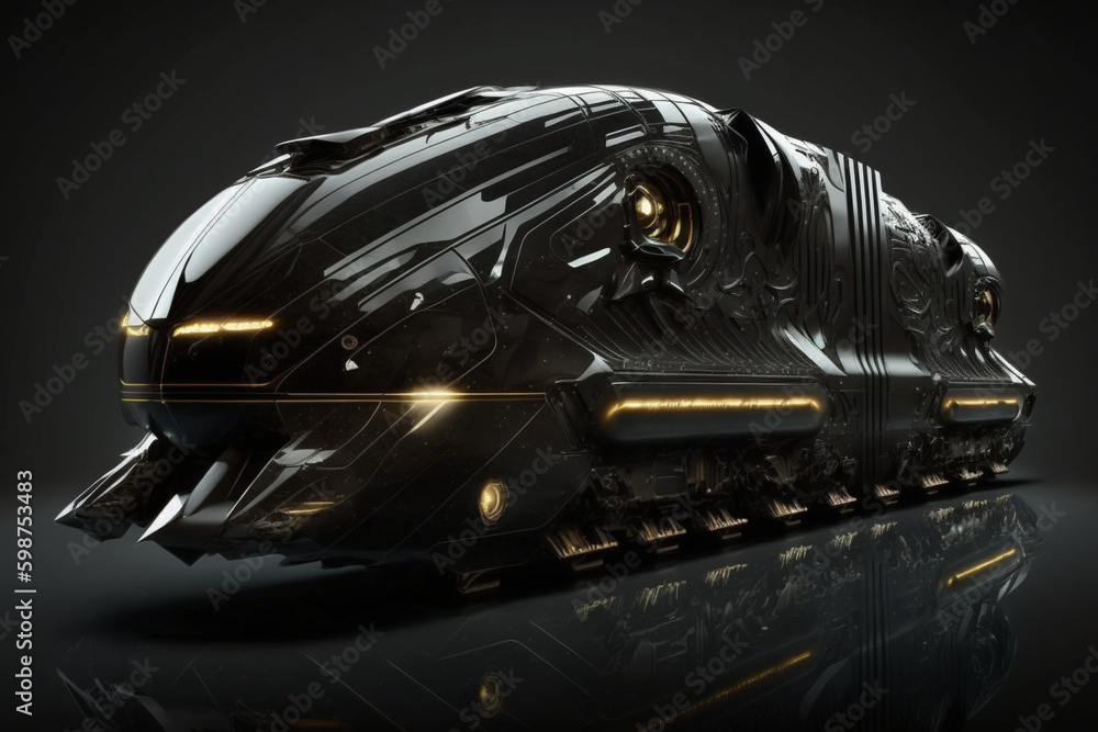 Fototapeta premium Black Futuristic Train Tron Style