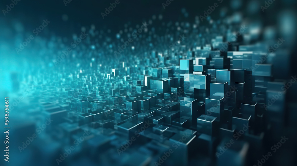 Modern abstract digital 3D background. Copy space. Based on Generative AI