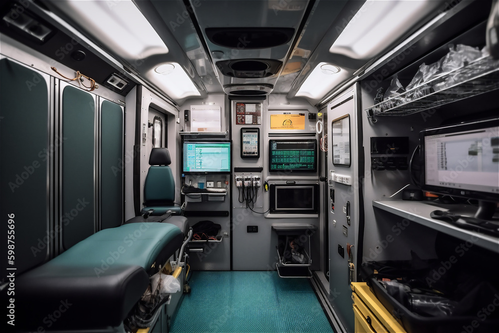 Inside of an ambulance. AI generated content Inside of an ambulance. AI generated content