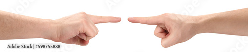 Hands pointing at each other, cut out