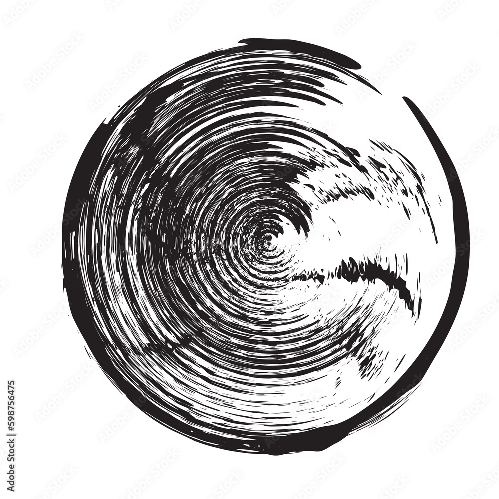 Fototapeta premium Round Grunge Shape Texture, Rough Circle Stamp, Black Paint Ring Frame, Round Grunge Shape Background