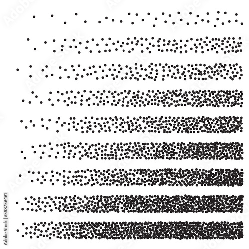 Dot Halftone Line Gradient, Half Tone Texture Background, Stipple Dot pattern, Spot Fade Effect, Halftone Lines