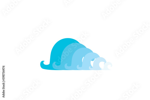 Sea Wave Icon, Water Symbol, Ocean Ripple Isolated, Oceanic Flowing Sign, Bending Lines Vector Illustration