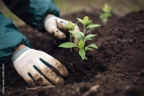 person planting a seedling