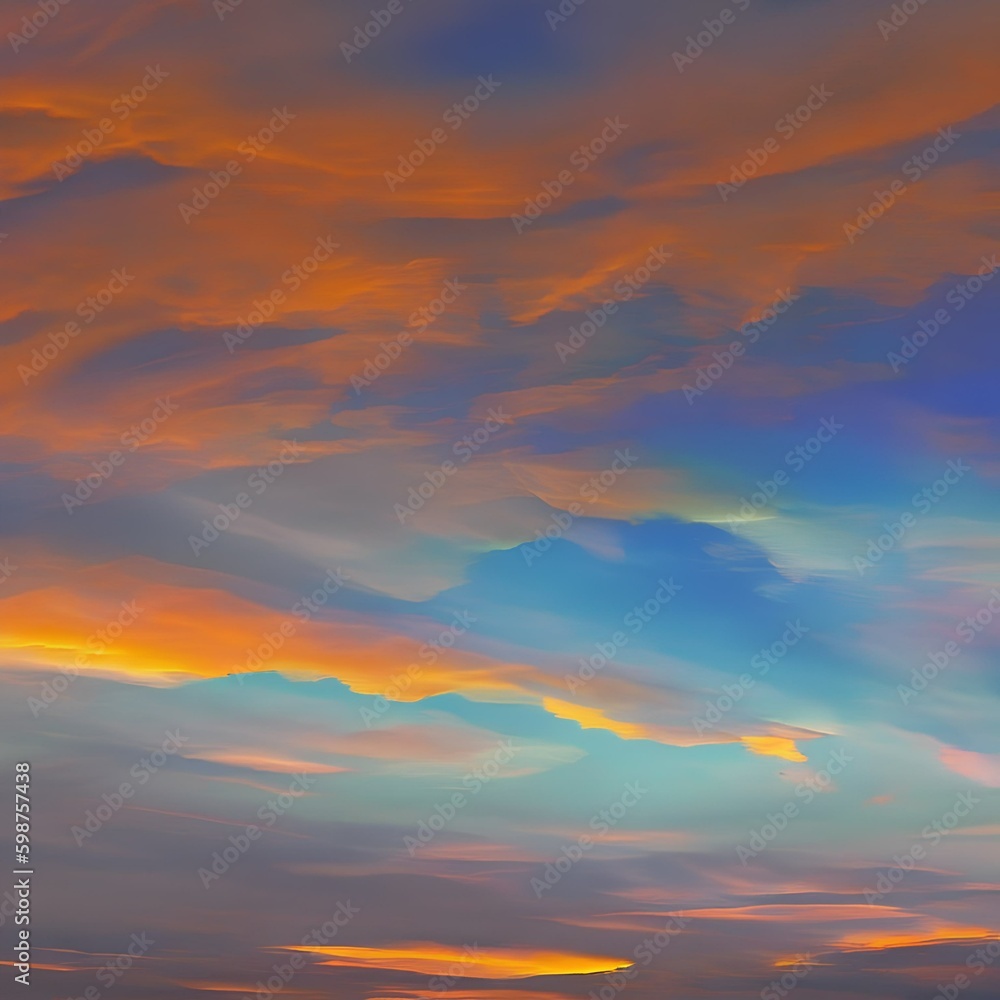 Fototapeta premium Pixelated Skies: An abstract representation of the sky, created with pixelated shapes and bright colors2, Generative AI