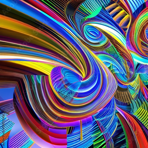 Digital Dreams: An abstract representation of dreams, created with digital shapes and vibrant colors2, Generative AI photo