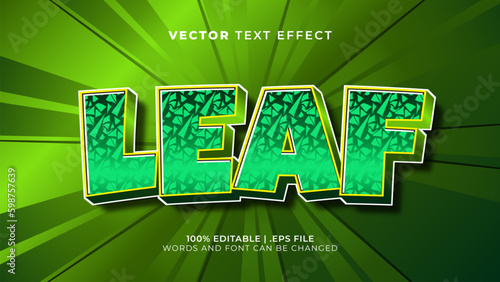leaf green nature 3d editable text effect style template