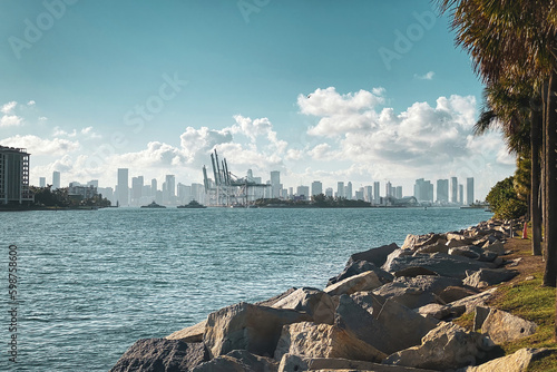 Scenic view of Port Miami, Florida, USA