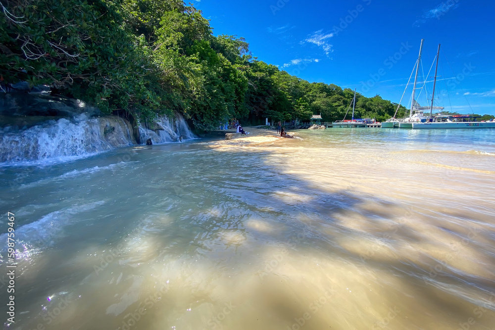 Scenic view of Dunns River Beach, Jamaica.