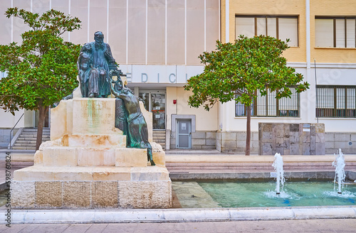Cayetano del Toro monument with fountain on Plaza Fragela, Cadiz, Spain photo