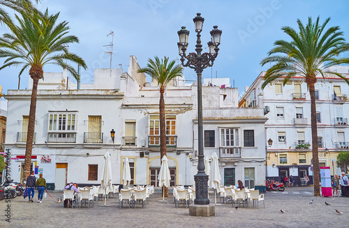 The restaurants on Plaza Fragela, Cadiz, Spain photo