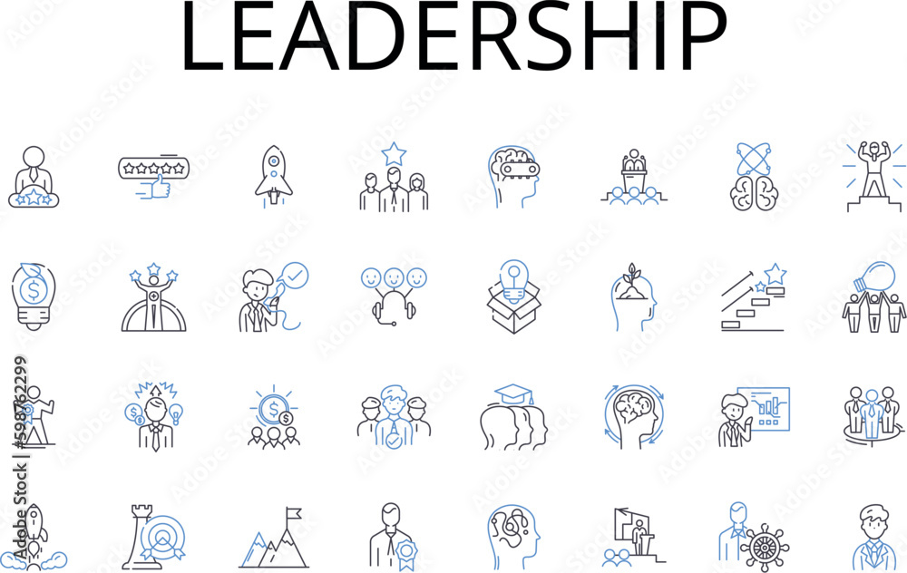 Leadership line icons collection. Management, Authority, Guidance, Command, Direction, Supremacy, Dominion vector and linear illustration. Oversight,Control,Governance outline signs set