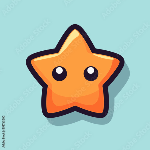 cute golden star icon. star icon. cartoon star illustration. 